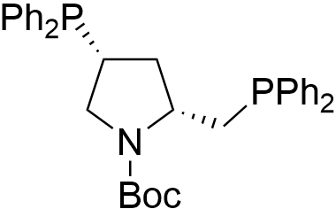 (2R,4R)-2-(Diphenylphosphinomethyl)-4-(diphenylphosphino)-N-(t-butoxycarbonyl)pyrrolidine structure diagram