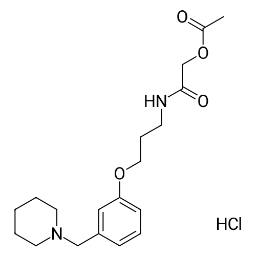 2-Oxo-2-((3-(3-(piperidin-1-ylmethyl)phenoxy)propyl)amino)ethyl acetate hydrochloride structure diagram