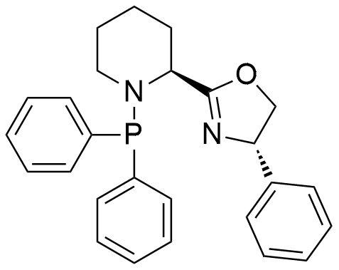 (S)-2-((S)-1-(Diphenylphosphanyl)piperidin-2-yl)-4-phenyl-4,5-dihydrooxazole structure diagram