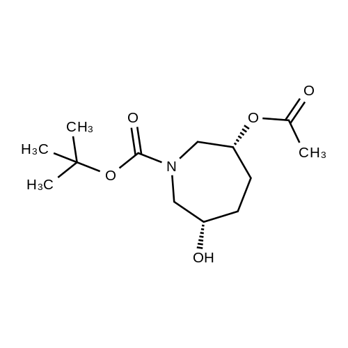 rel-tert-Butyl (3R,6S)-3-acetoxy-6-hydroxyazepane-1-carboxylate structure diagram