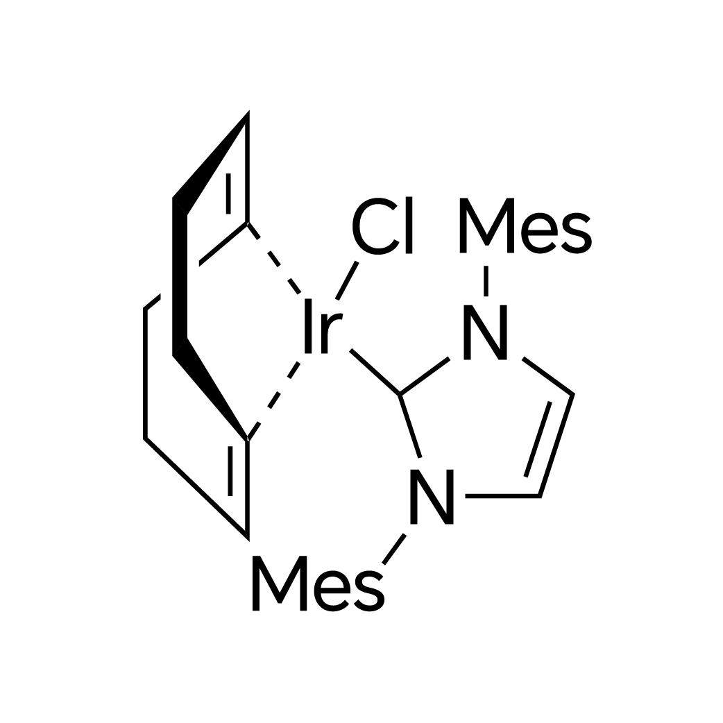 Chloro(1,5-cyclooctadiene)(1,3-dimesityl-2-imidazolylidene)iridium structure diagram