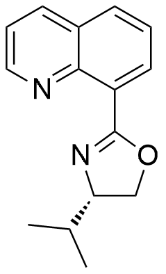 (S)-4-isopropyl-2-(quinolin-8-yl)-4,5-dihydrooxazole structure diagram