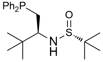 (R)-N-((S)-1-(Diphenylphosphanyl)-3,3-dimethylbutan-2-yl)-2-methylpropane-2-sulfinamide structure diagram