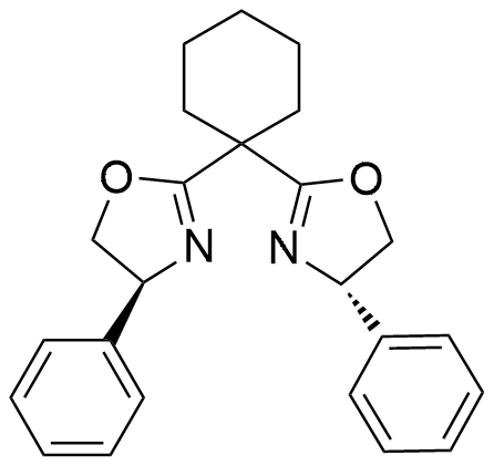 (4S,4'S)-2,2'-(Cyclohexane-1,1-diyl)bis(4-phenyl-4,5-dihydrooxazole) structure diagram