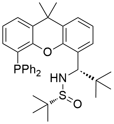 (R)-N-((S)-1-(5-(Diphenylphosphanyl) -9,9-dimethyl-9H-xanthen-4-yl)-2,2-dimethylpropyl)-2-methylpropane-2-sulfinamide structure diagram