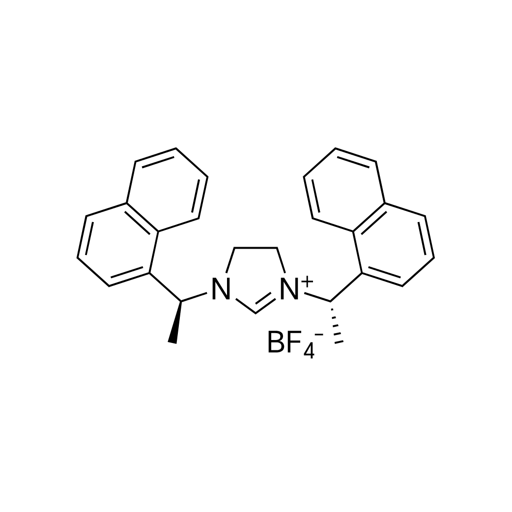 1,3-Bis((S)-1-(naphthalen-1-yl)ethyl)-4,5-dihydro-1H-imidazol-3-ium tetrafluoroborate structure diagram