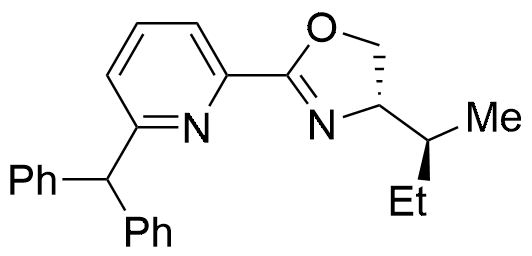 (S)-2-(6-Benzhydrylpyridin-2-yl)-4-((S)-sec-butyl)-4,5-dihydrooxazole structure diagram