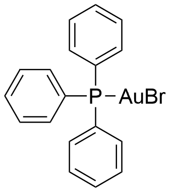 Bromo(triphenylphosphine)gold(I) structure diagram