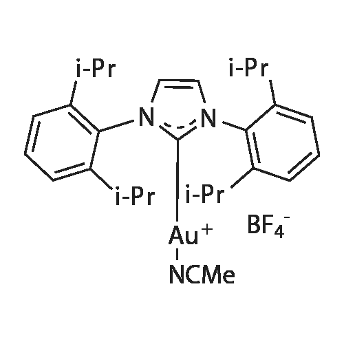 1,3-Bis(2,6-di-i-propylphenyl)imidazol-2-ylidene(acetonitrile)gold(I) structure diagram