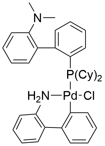 2-Dicyclohexylphosphino-2-(N,N-dimethylamino)biphenyl(2′-amino-1,1′-biphenyl-2-yl) palladium(II) structure diagram
