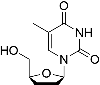 1-((2R,5S)-5-(Hydroxymethyl)tetrahydrofuran-2-yl)-5-methylpyrimidine-2,4(1H,3H)-dione structure diagram