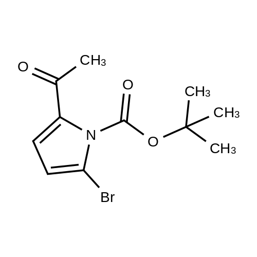 tert-Butyl 2-acetyl-5-bromo-1H-pyrrole-1-carboxylate structure diagram