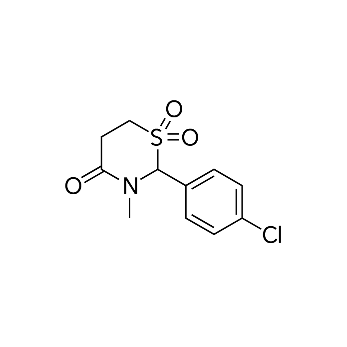 2-(4-Chlorophenyl)-3-methyl-1,3-thiazinan-4-one 1,1-dioxide structure diagram