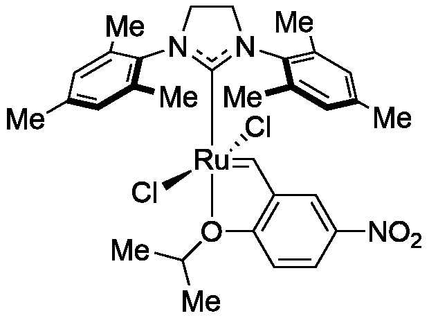 (1,3-Dimesitylimidazolidin-2-ylidene)(2-isopropoxy-5-nitrobenzylidene)ruthenium(VI) chloride structure diagram