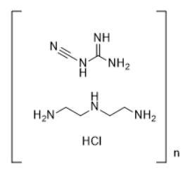 Guanidine, N-cyano-, polymer with N1-(2-aminoethyl)-1,2-ethanediamine, hydrochloride structure diagram